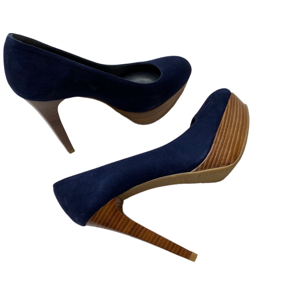 Stuart Weitzman Stiltspump Blue Suede Platform Stacked
Wooden High Heels Size 6 - Picture 3 of 7